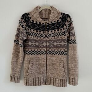 Vintage Beaver Canoe Wool Blend Zip Up Knit Cardigan | XS